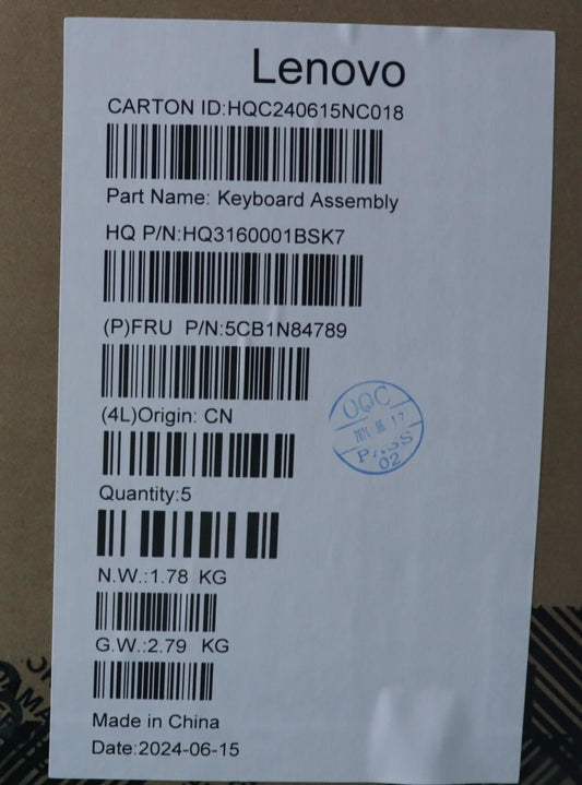Lenovo Upper Case ASM NORDIC H 83E3 TT 5CB1N84789