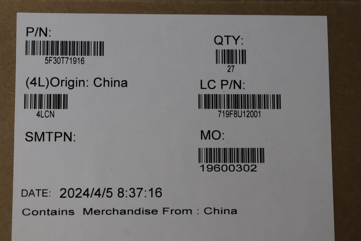 Lenovo FINGER_PRT FP BD L 83E6 Board 5F30T71916