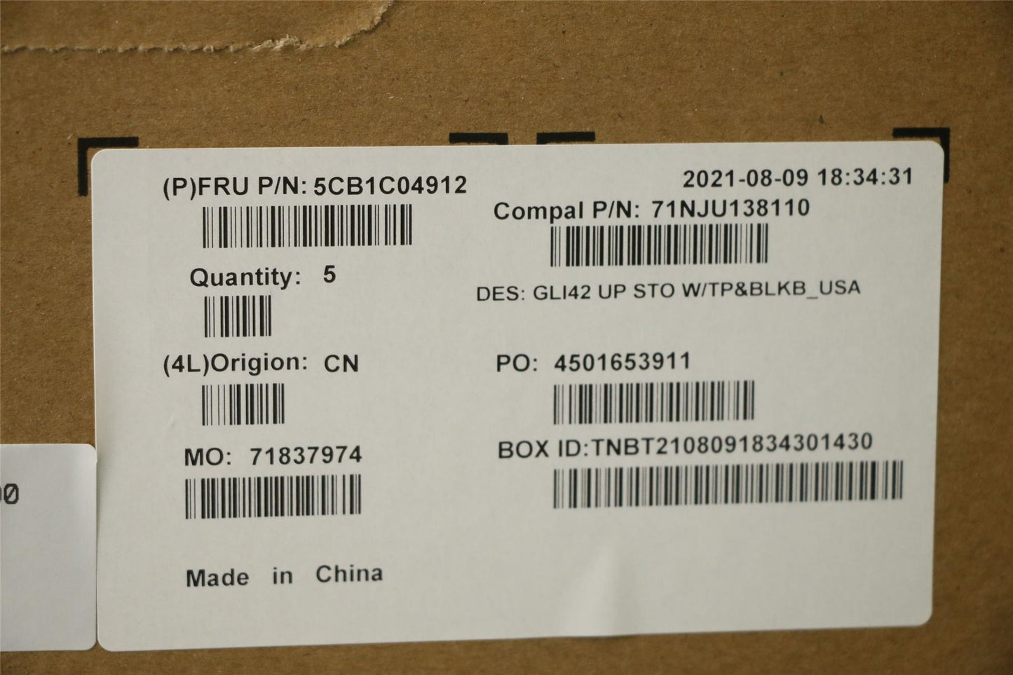 Lenovo UpperCaseASM_USA ENG C82L3 StoBL 5CB1C04912