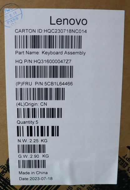 Lenovo Yoga 6 14APU8 Palmrest Cover Touchpad Keyboard Iron Grey 5CB1L64466