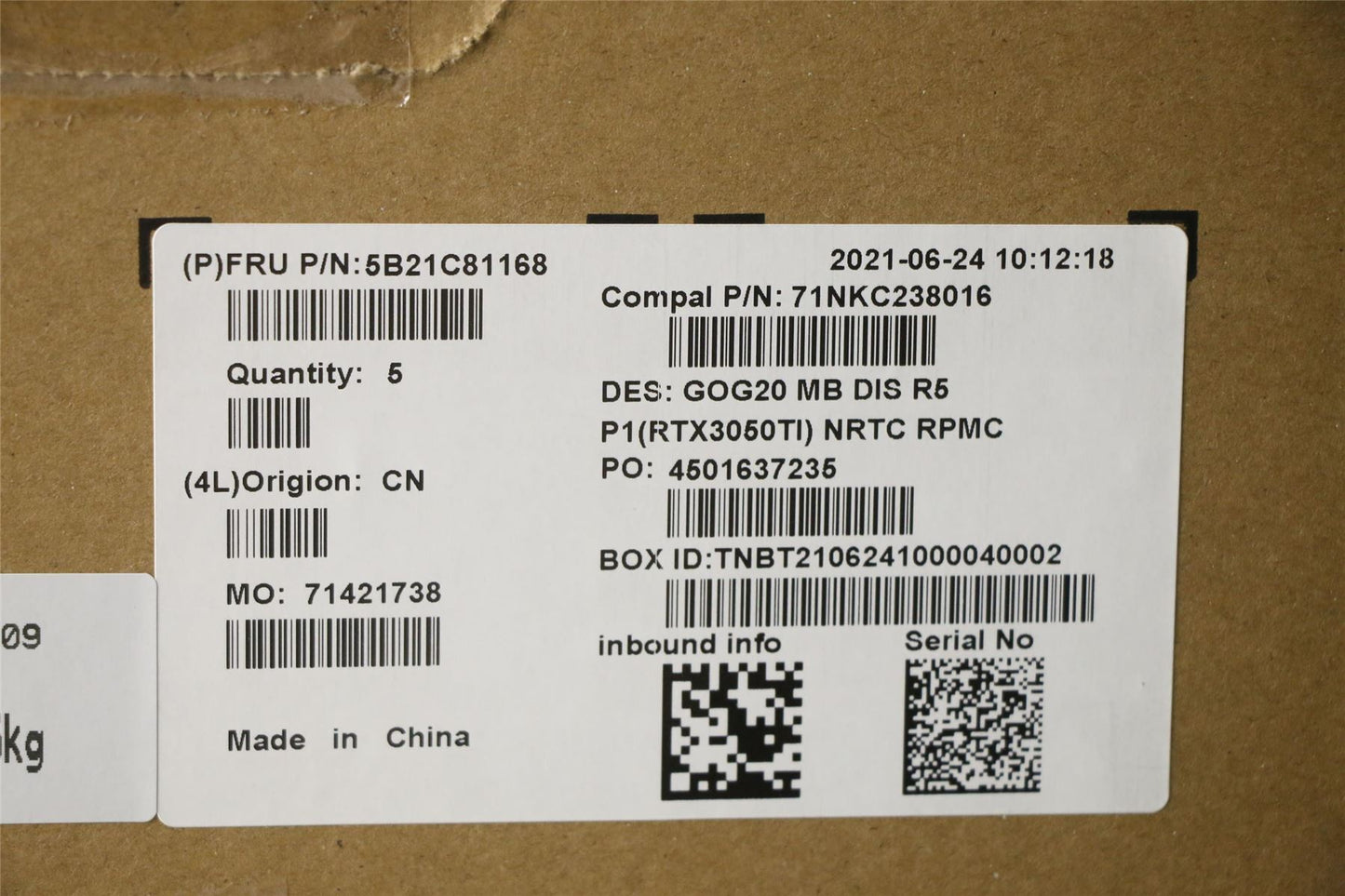 Lenovo 5B21C81168 MBC82K2 NOKR55600H_RTX3050TI RM
