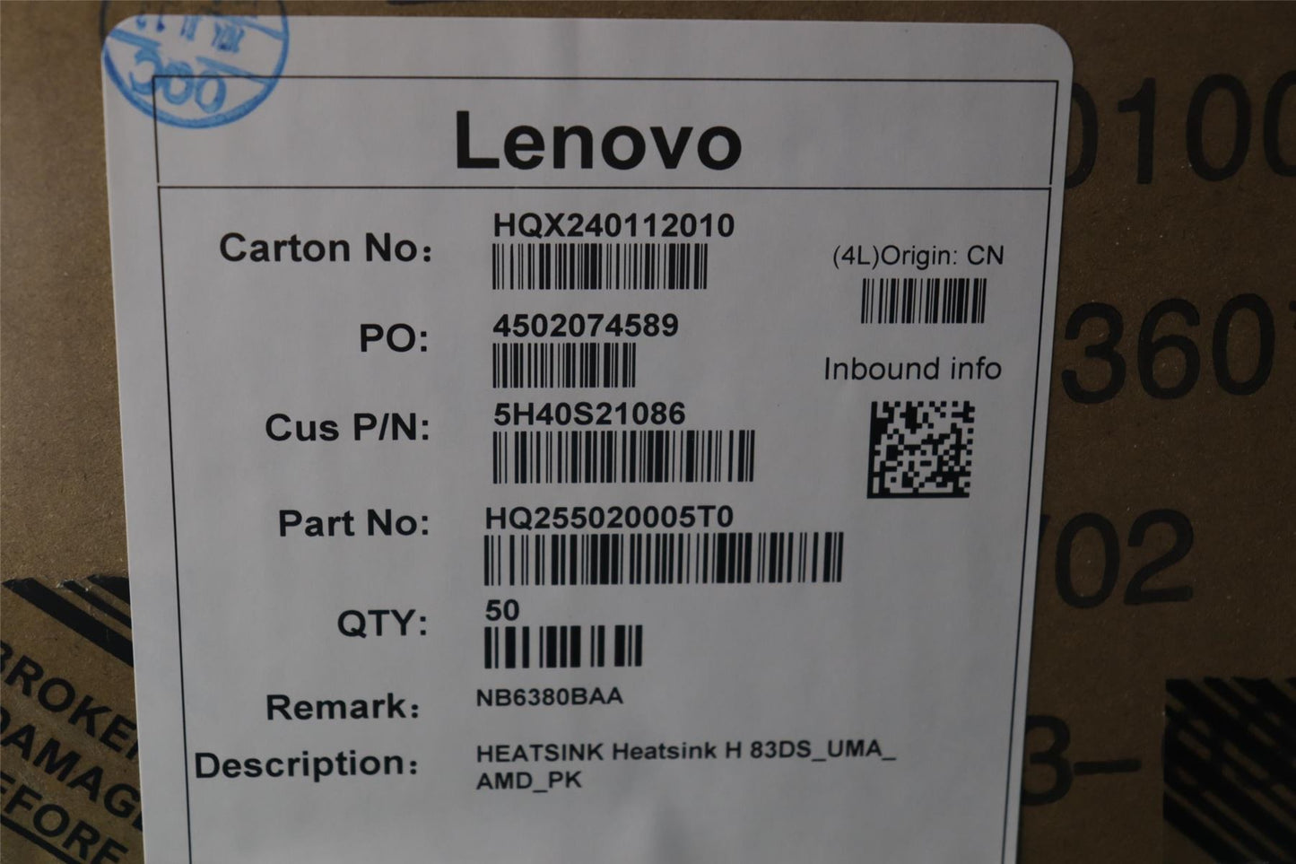 Lenovo HEATSINK Heatsink H 83DS_UMA_ AMD_PK 5H40S21086