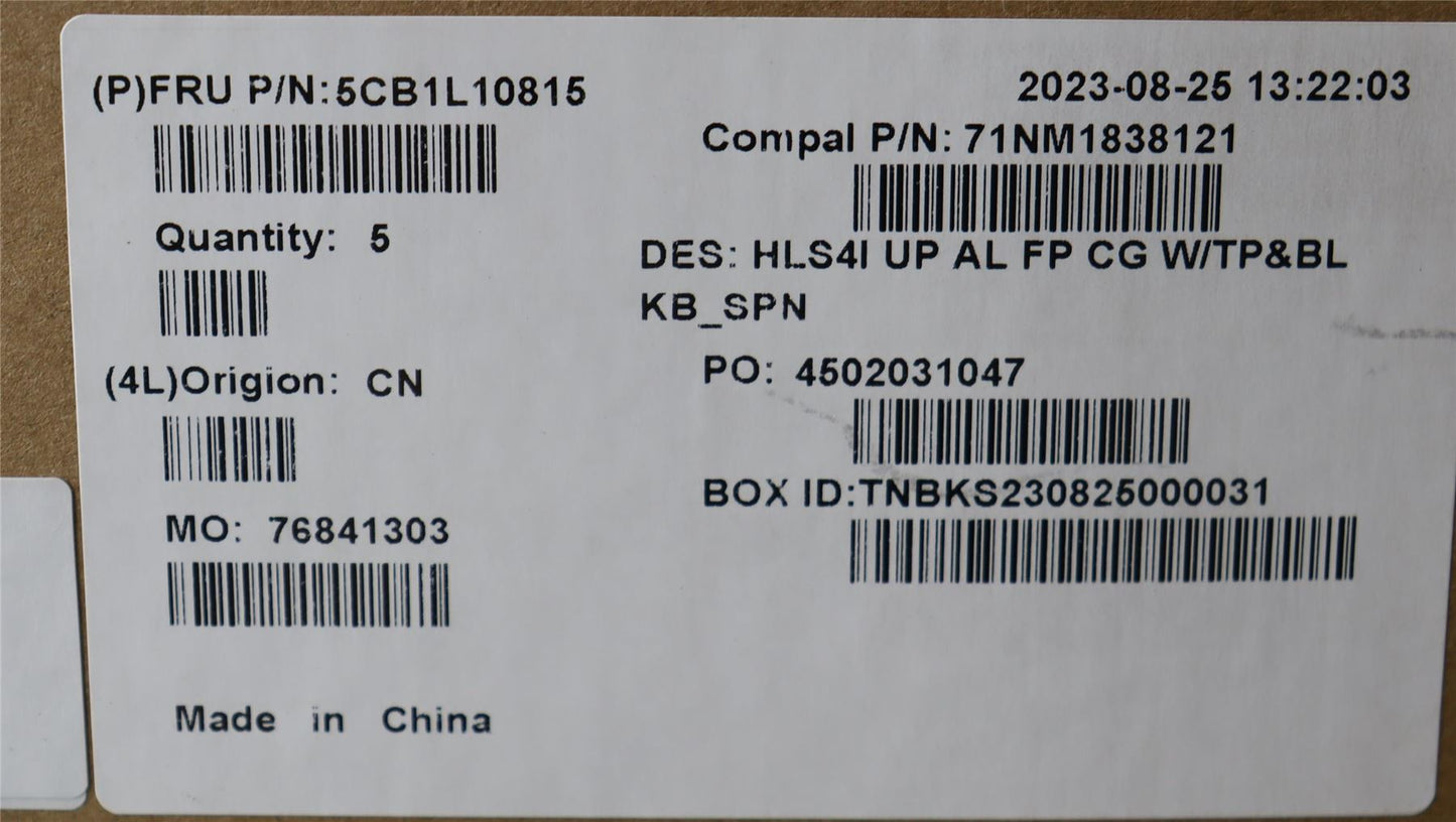 Lenovo UpperCase_SPA C82XD FP CG BL AL 5CB1L10815