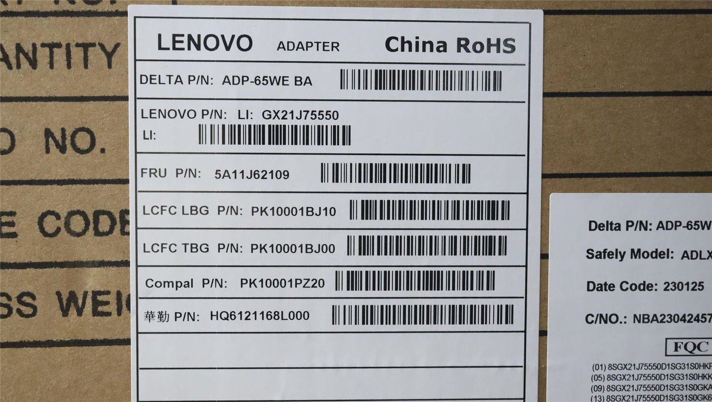 Lenovo K14 G2 IRU AC Charger Adapter Power supply BLACK 65W TYPE-C 5A11J62109