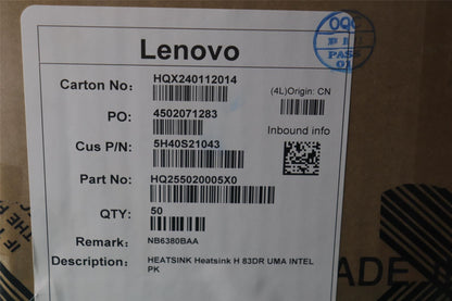 Lenovo HEATSINK Heatsink H 83DR UMA INTEL PK 5H40S21043