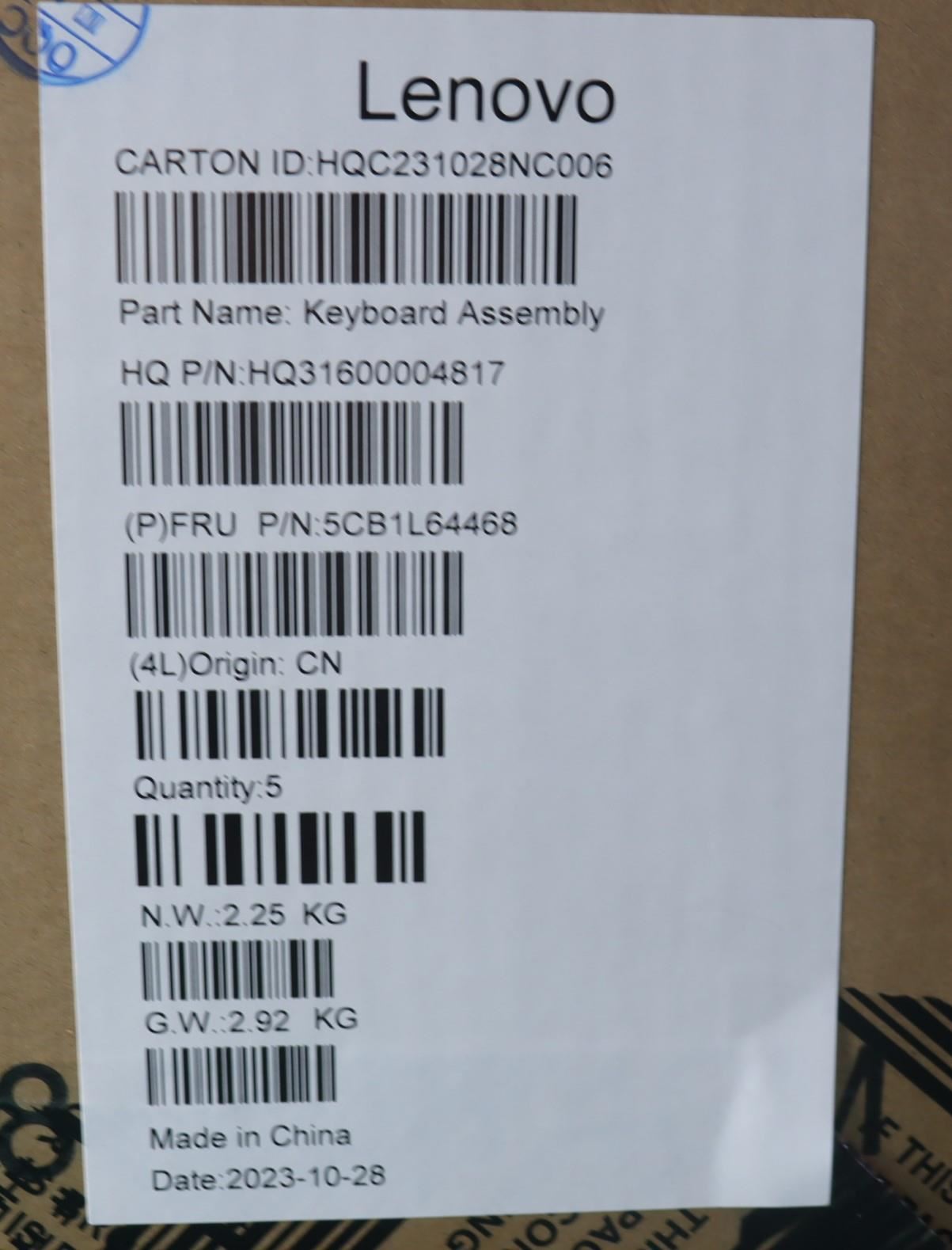 Lenovo Yoga 6 14APU8 Palmrest Cover Touchpad Keyboard US Euro 5CB1L64468